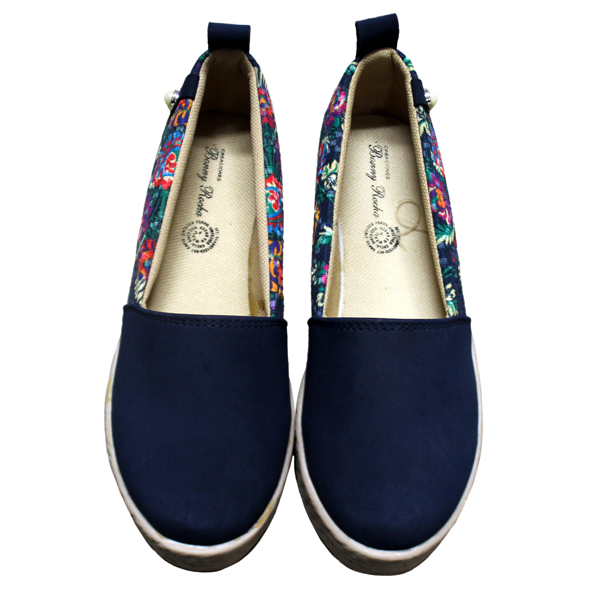 Imagen real de Zapato alpargata de mujer color azul con flores