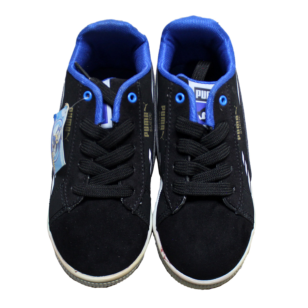 Imagen real de Tenis de niño, negos con azul de Sonic "Tipo puma"