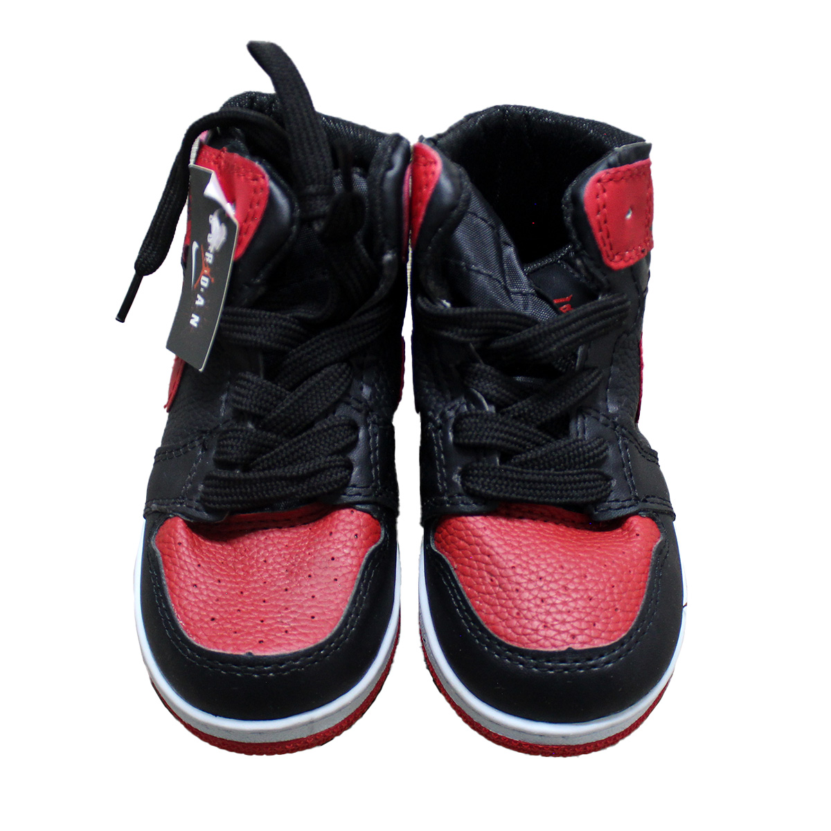 Imagen real de Tenis de niño, negro con rojo, tipo nike