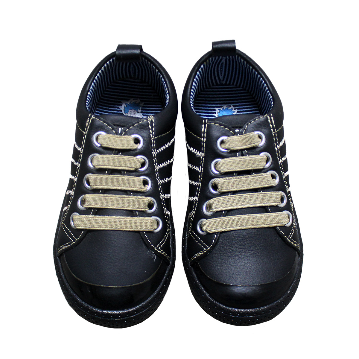 Imagen real de Tenis de niño, negro con cordones color café