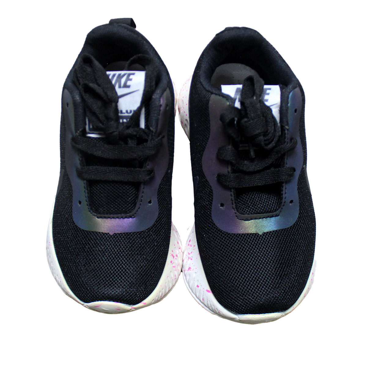 Imagen real de Tenis de niña, negros con suela blanca "Tipo Nike"