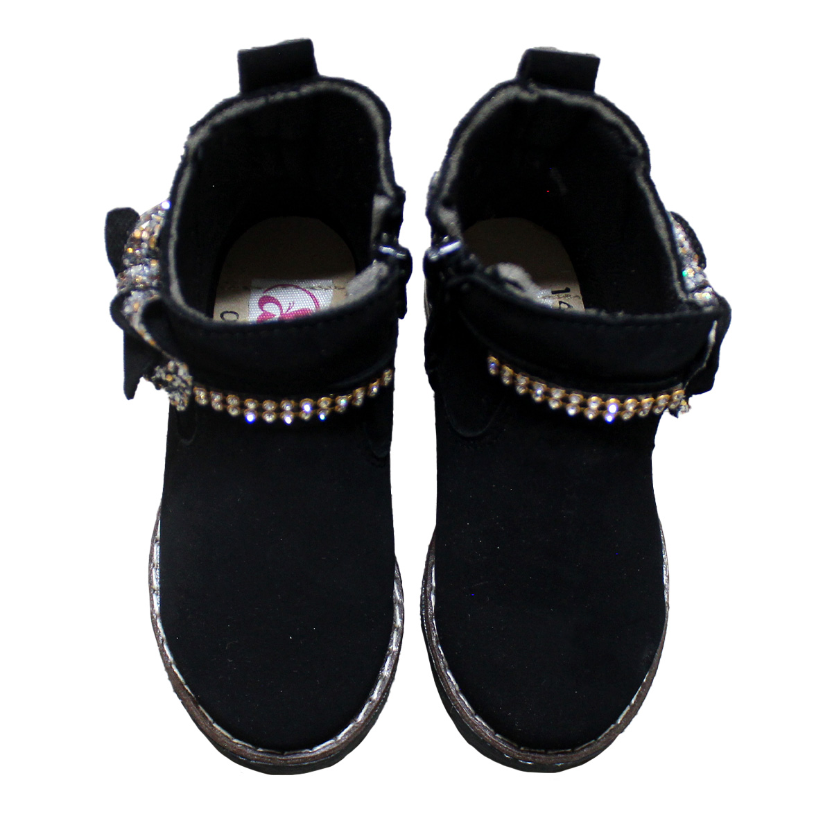 Imagen real de Bota de niña, negra con moño a un costado"