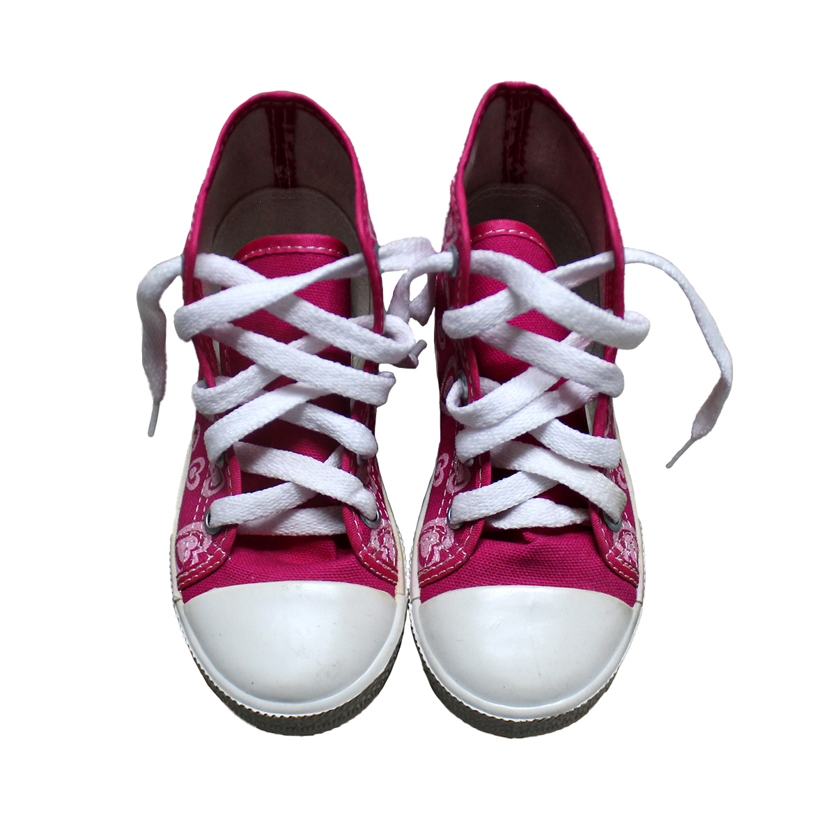 Imagen real de Tenis de niña tipo botin, rosasas con corazones "Tipo Converse"