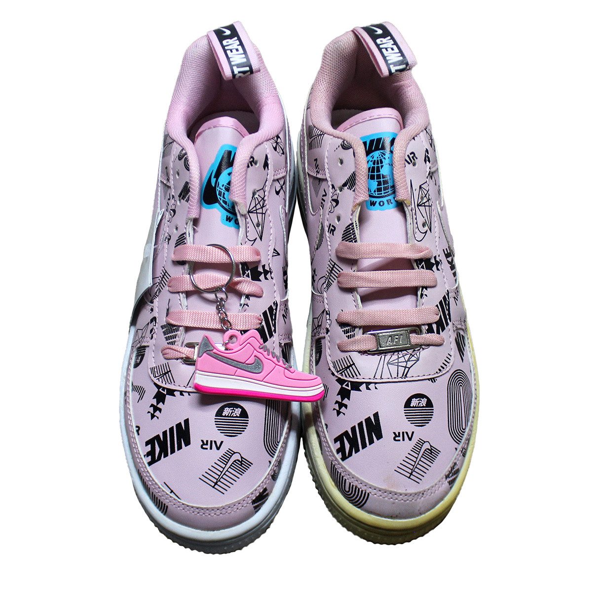 Imagen real de Tenis de mujer, rosas con negro "Tipo Nike"